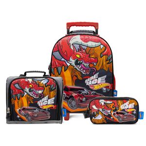 COMBO Maleta Ruedas / Lonchera / Cartuchera Hot Wheels 24.6HTW2015