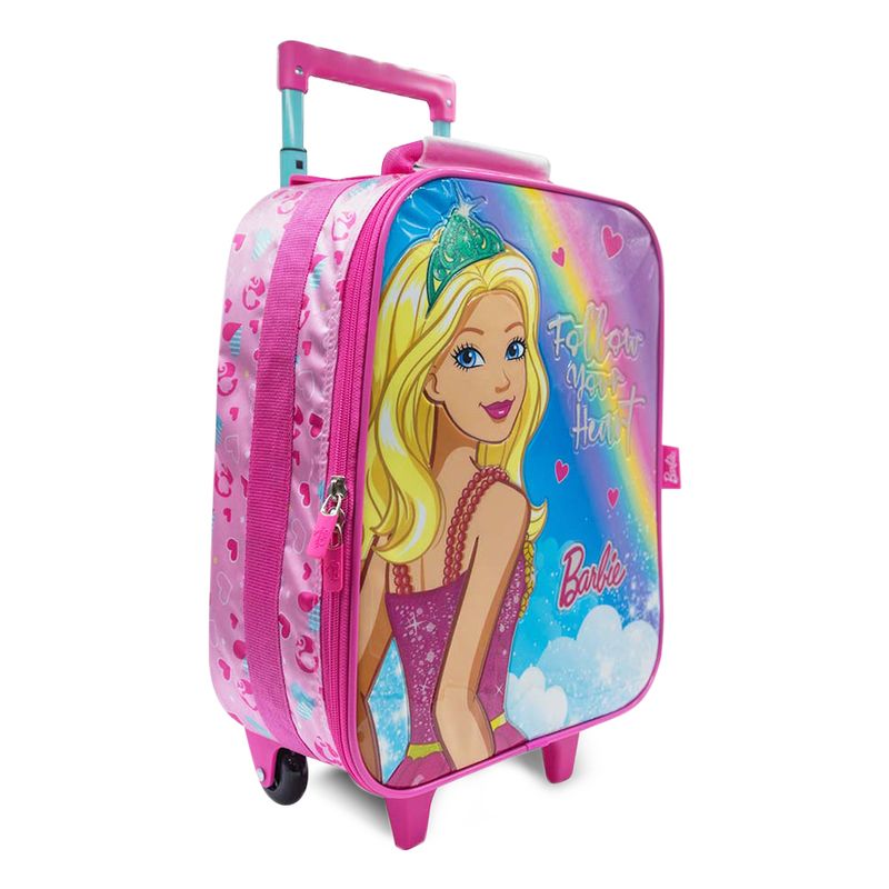 COMBO Maleta con Ruedas Lonchera Cartuchera DISNEY Barbie 24.6BAR2032 Rosado Conters