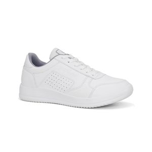 Zapatillas Escolar De Cuero Unisex PARISS CE26Q1-2508 Blanco /Plomo